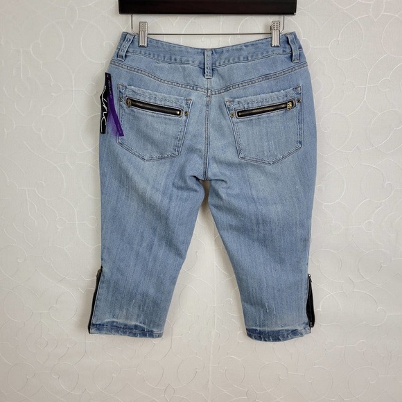 INC Denim‎ Womens Jean Shorts Size 6 Blue Bermuda Capri Pockets Regular Fit - Picture 2 of 6
